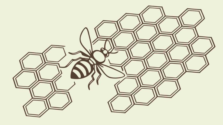 Bee on Honeycomb Cell Scientific Geometric Pattern, vector design Generative AI