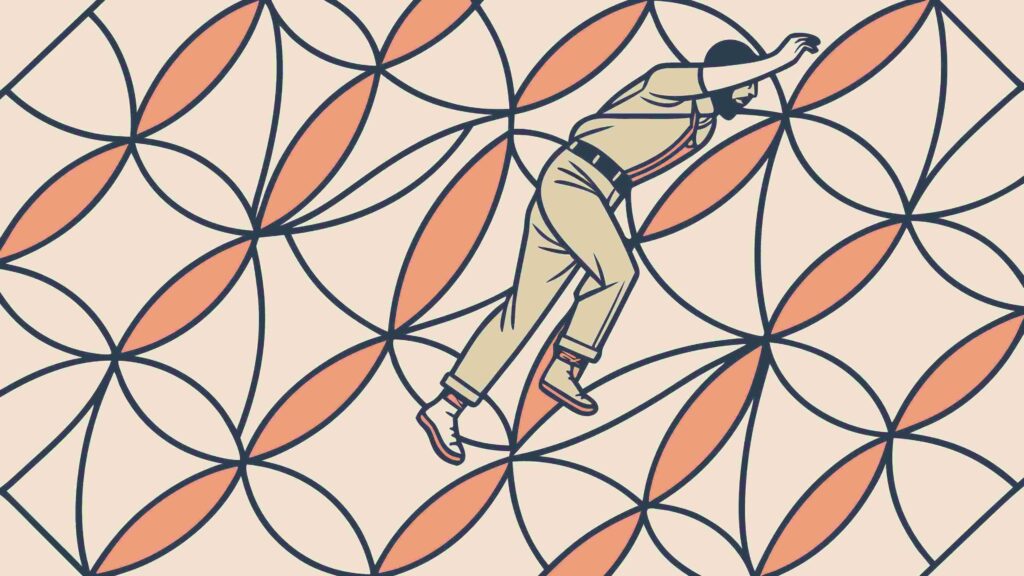 Abstract Geometric Tunnel with Central Person Perspective, vector design Generative AI