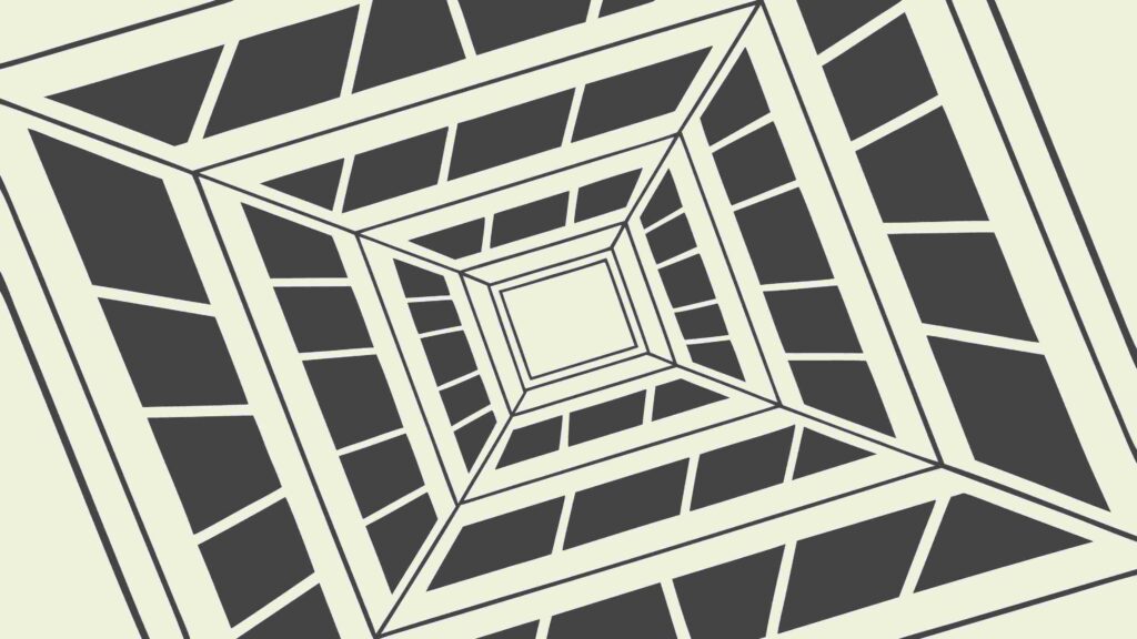 Abstract Square Tunnel Recursive Geometric Pattern, vector design Generative AI