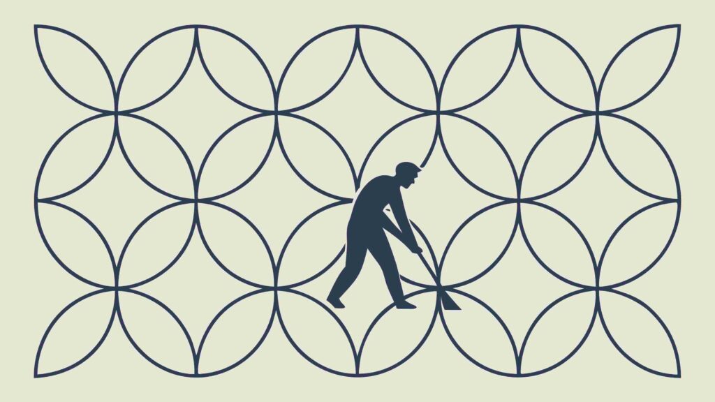 Abstract Geometric Pattern with Human Figure Working, vector design Generative AI