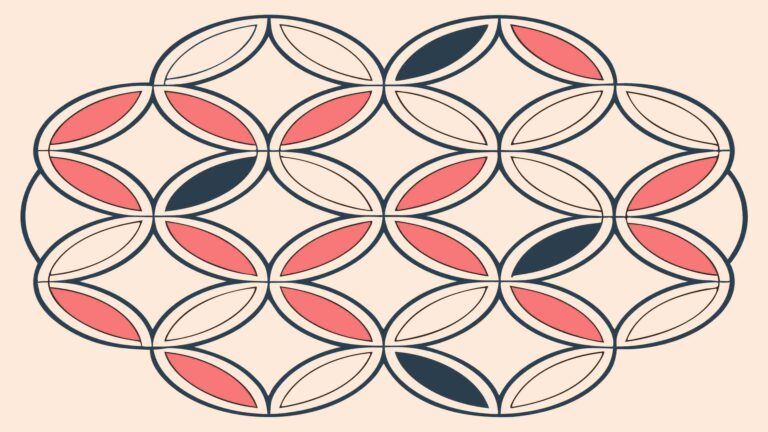 Retro Geometric Interlocking Oval Shapes Pattern, vector design Generative AI