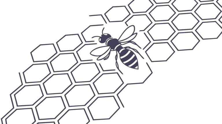 Bee on Honeycomb Scientific Biology Geometric Design, vector design Generative AI