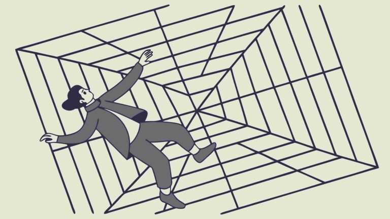 Dynamic Silhouette of Man Running Through Maze, vector design Generative AI