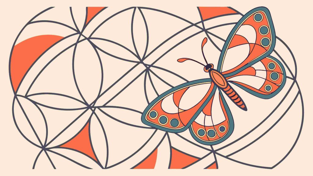 Butterfly on Floral Geometric Pattern Vector Art, vector design Generative AI