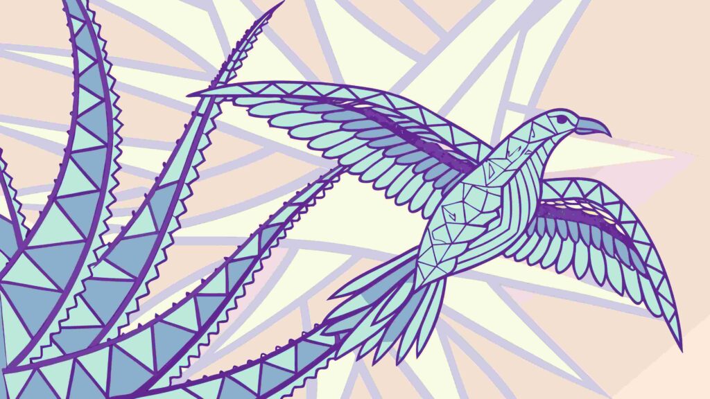 Geometric Bird in Flight with Abstract Patterns, vector design Generative AI