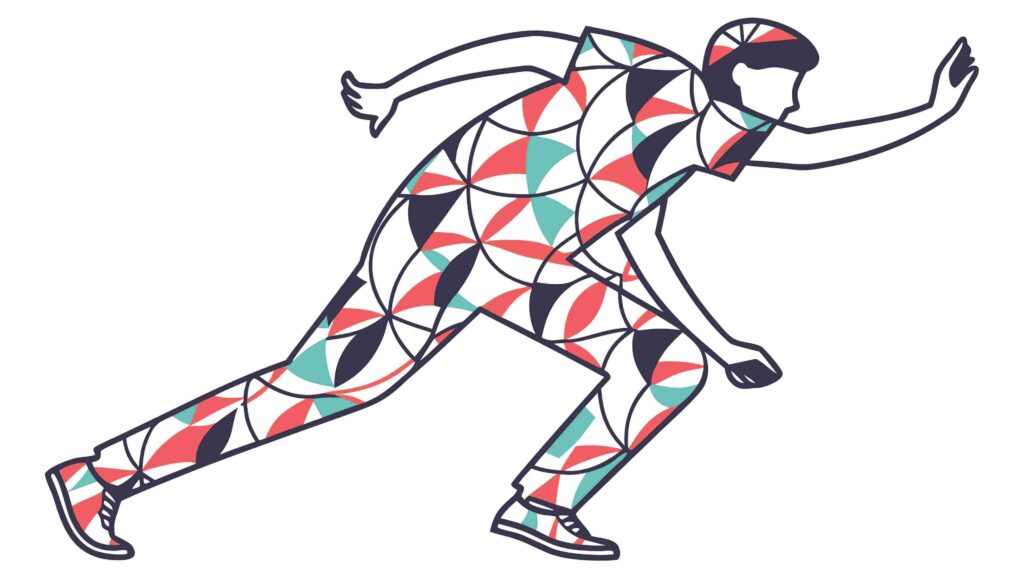 Dynamic Runner in Geometric Athletic Apparel Vector, vector design Generative AI