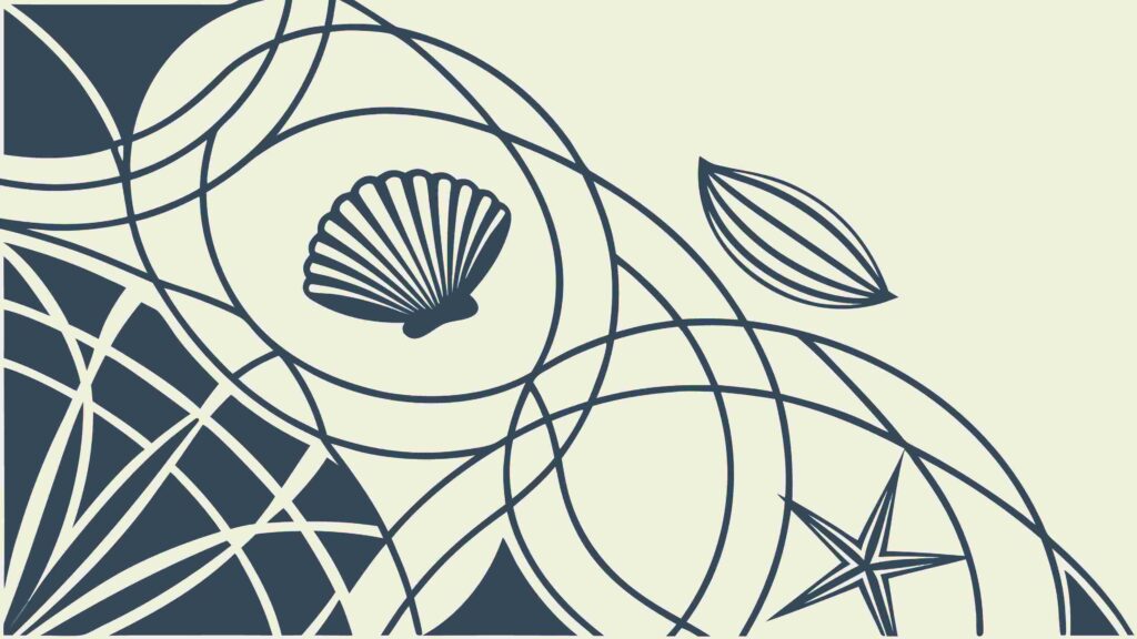 Abstract Seashells and Ocean Waves Vector Design, vector design Generative AI
