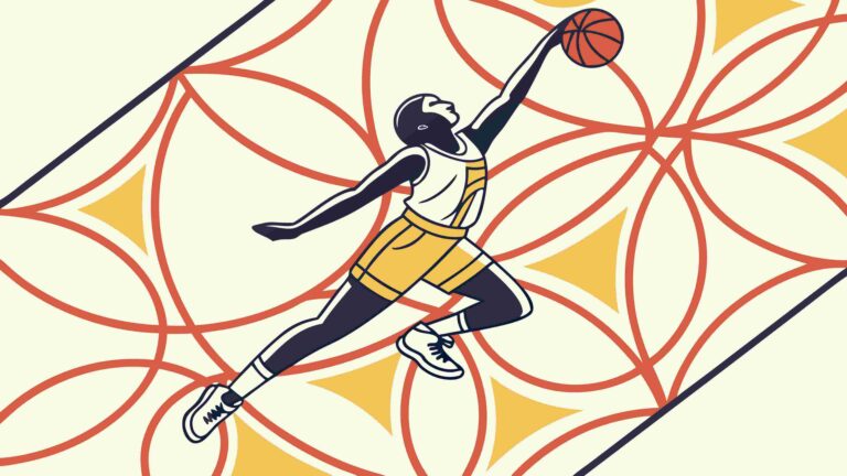 Dynamic Basketball Player in Mid-Dunk Vector, vector design Generative AI