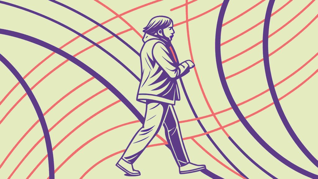 Abstract Walking Figure with Swirling Lines Vector, vector design Generative AI