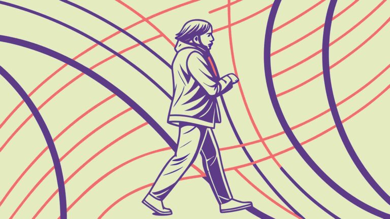 Abstract Walking Figure with Swirling Lines Vector, vector design Generative AI