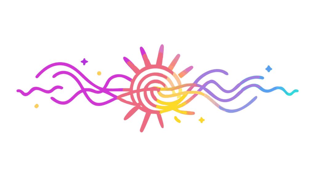 Abstract Sun with Wavy Rays and Clouds Vector, vector design Generative AI