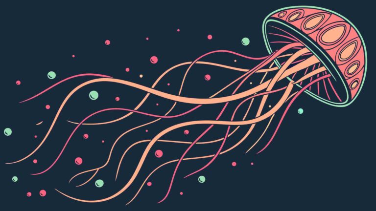 Luminous Pink Jellyfish in Dark Abyss Vector, vector design Generative AI