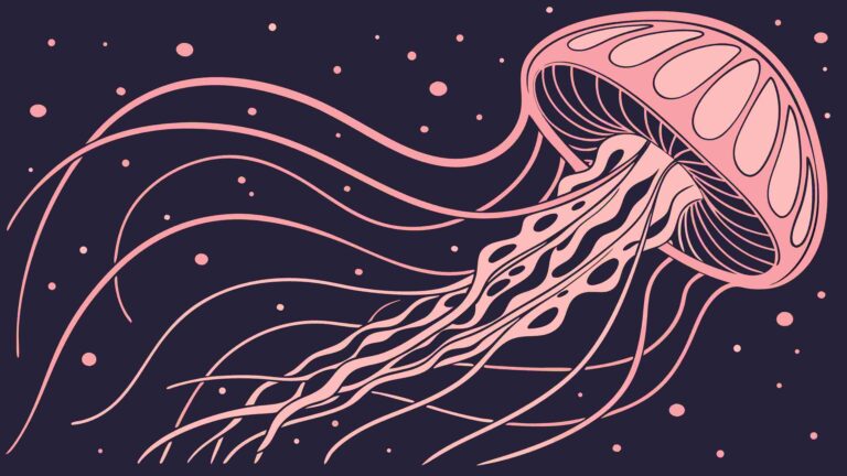 Luminous Red Jellyfish with Flowing Tentacles Vector, vector design Generative AI