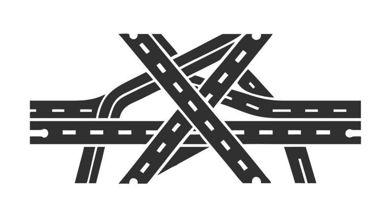 Complex Road Intersection Overhead View Vector, vector design Generative AI