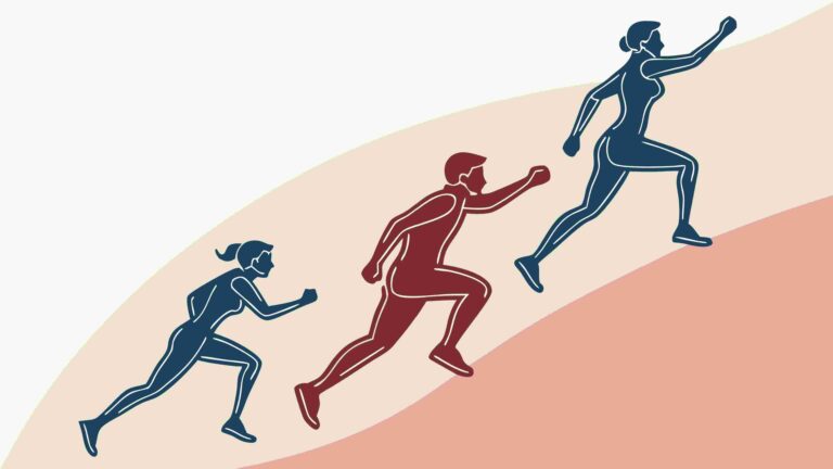 Dynamic Trio Running Uphill Vector Illustration, vector design Generative AI