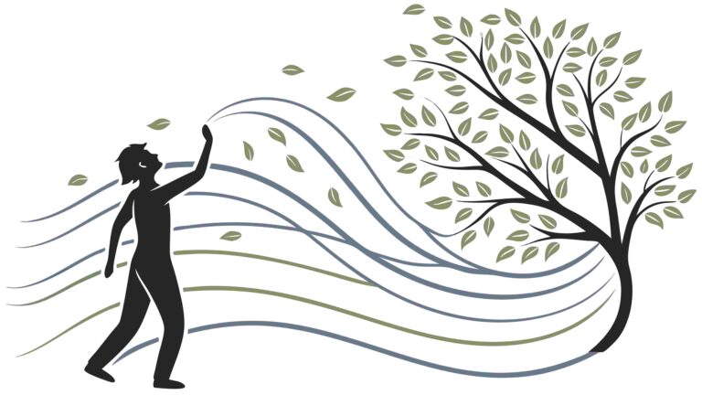 Figure in Wind with Flowing Tree Abstract Vector, vector design Generative AI