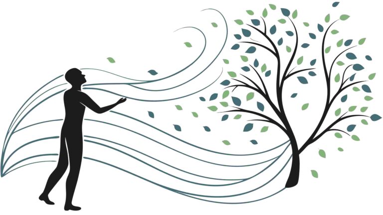 Figure and Tree in Dynamic Wind Vector Silhouette, vector design Generative AI