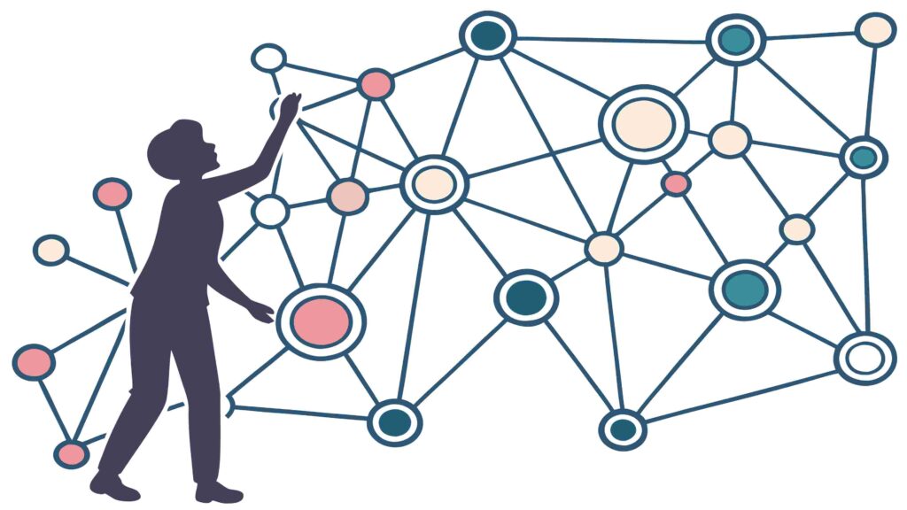 Woman Connecting to Abstract Network Diagram Vector, vector design Generative AI