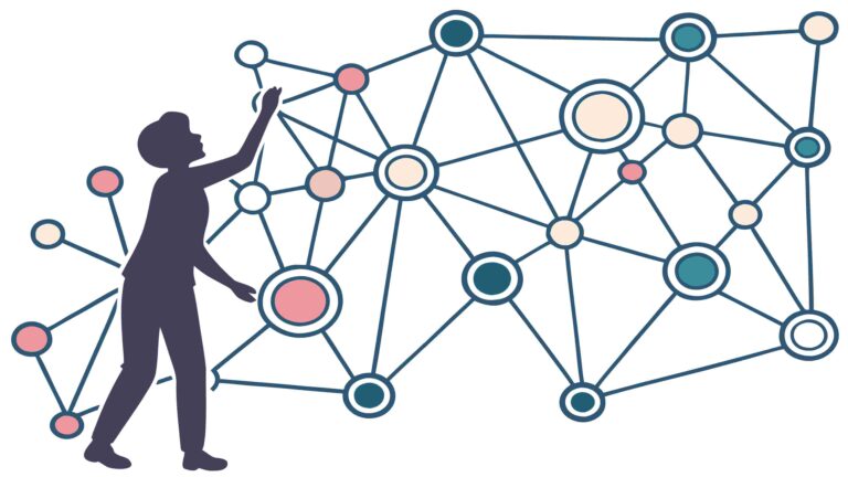 Woman Connecting to Abstract Network Diagram Vector, vector design Generative AI