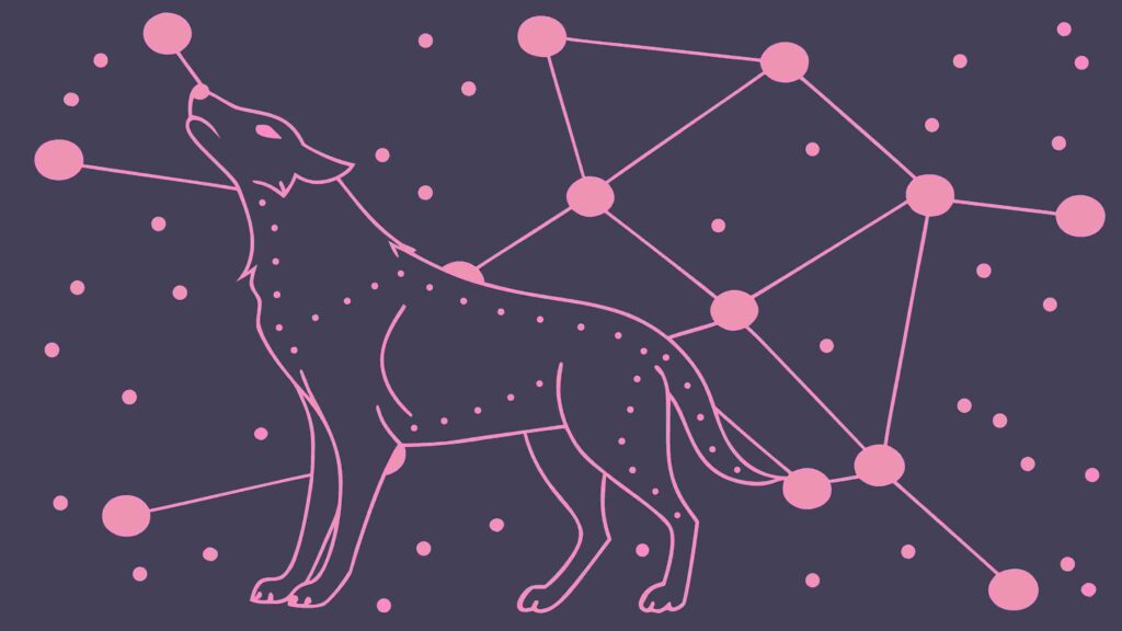 Canis Major Constellation with Dog Silhouette Vector, vector design Generative AI