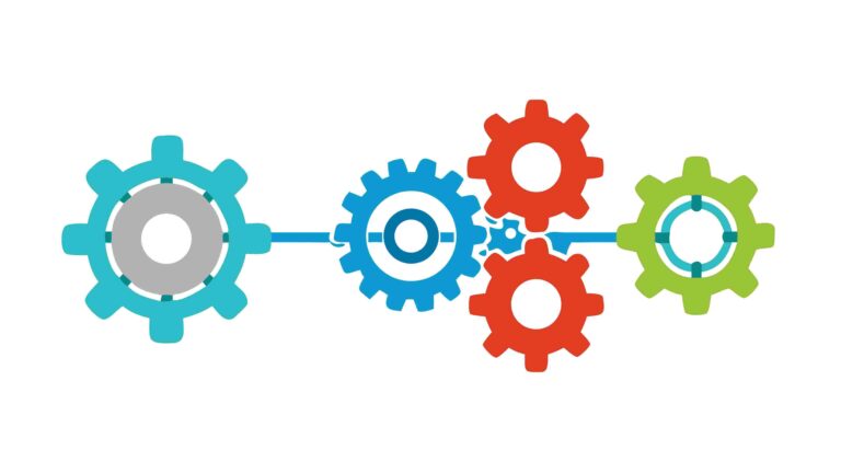Colorful Interlocking Cog Gears Vector Elements, vector design Generative AI