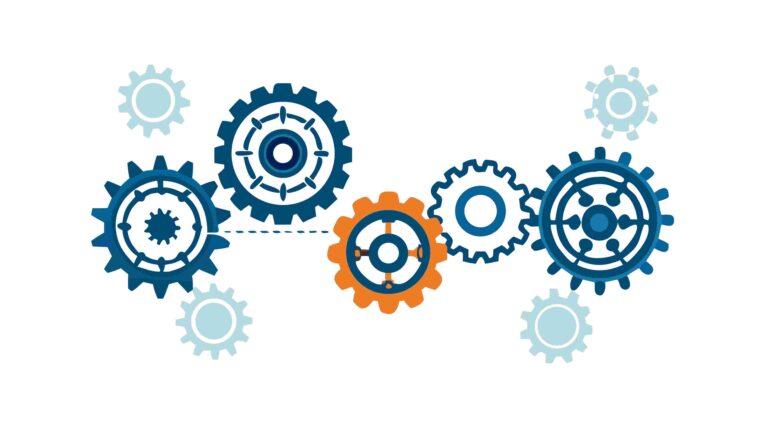 Blue and Orange Cog Gears Mechanical Vector, vector design Generative AI