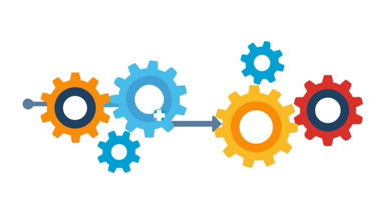 Colorful Connected Gears Teamwork Process Vector, vector design Generative AI
