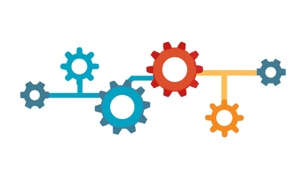 Linked Colorful Gears System Abstract Concept Vector, vector design Generative AI