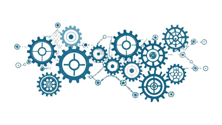 Scattered Blue and Grey Gears Abstract Design, vector design Generative AI
