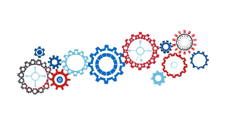 Bright Colorful Gears Cluster Concept Design, vector design Generative AI
