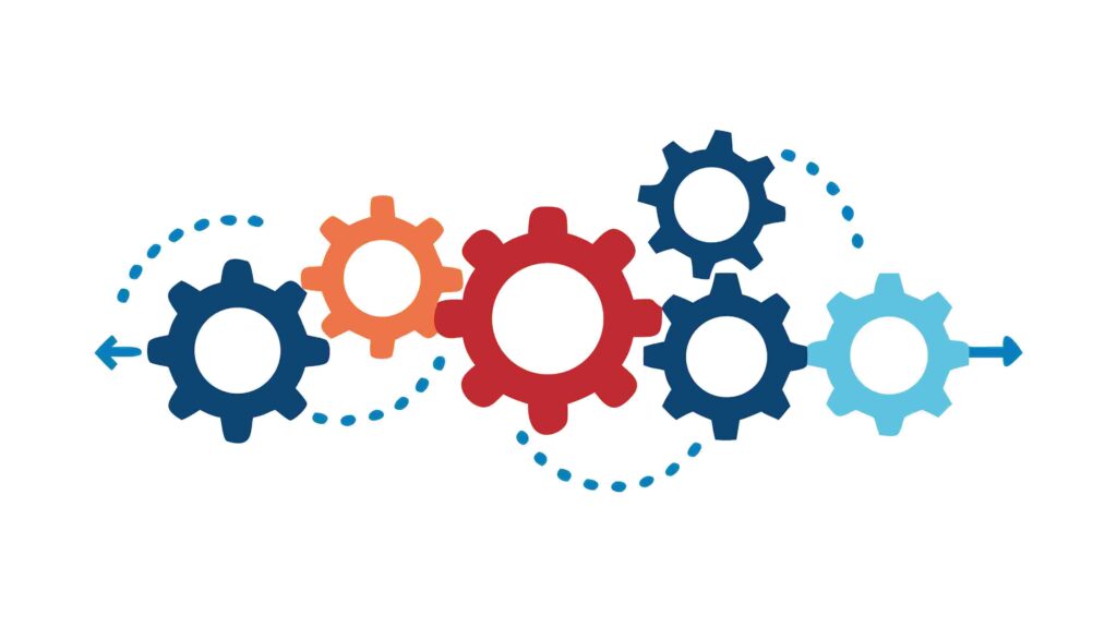 Dynamic Scattered Colorful Gears Arrangement, vector design Generative AI