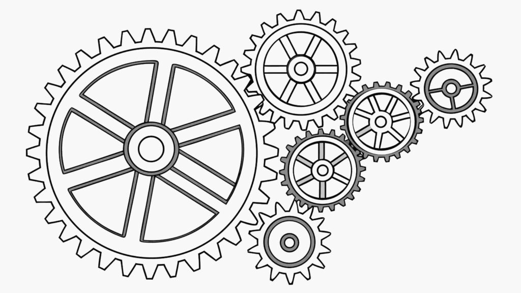 Grey Interlocking Gears Cluster Mechanical Design, vector design Generative AI