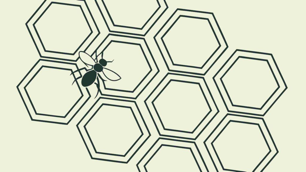 Bee on Honeycomb Pattern Nature Design Element, vector design Generative AI