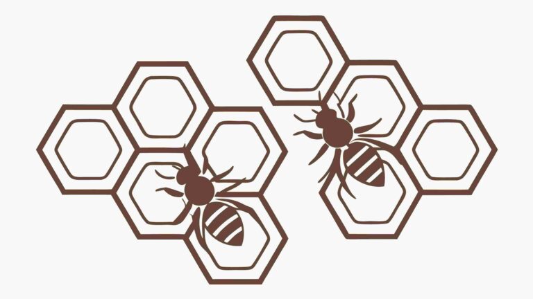 Two Bees on Honeycomb Nature and Teamwork Concept, vector design Generative AI