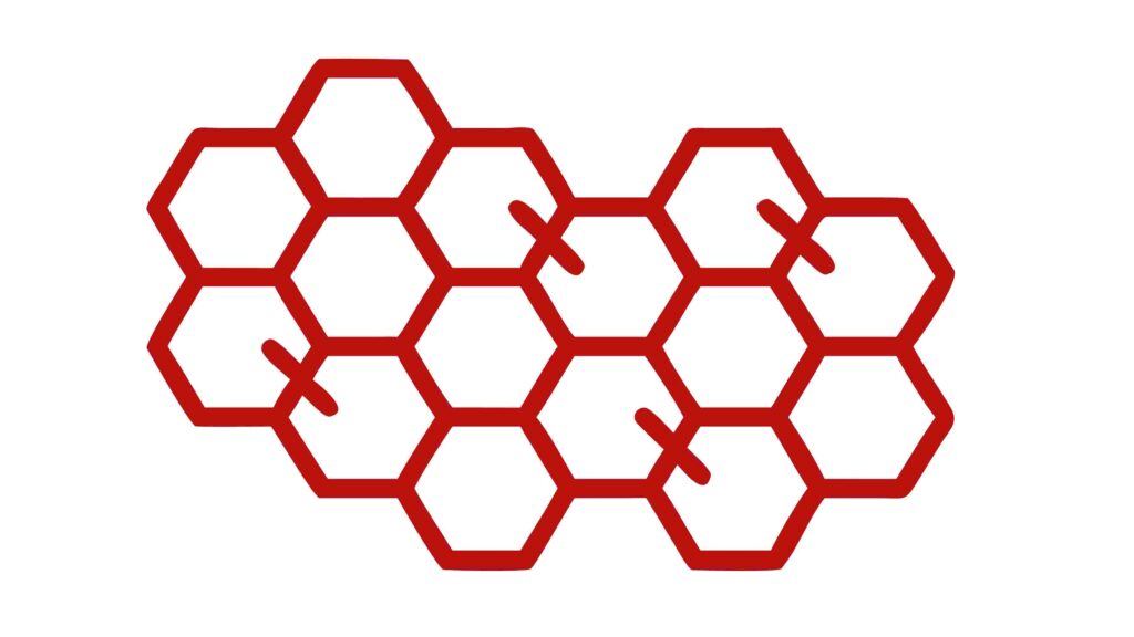 Bold Red Hexagonal Honeycomb Pattern Vector, vector design Generative AI