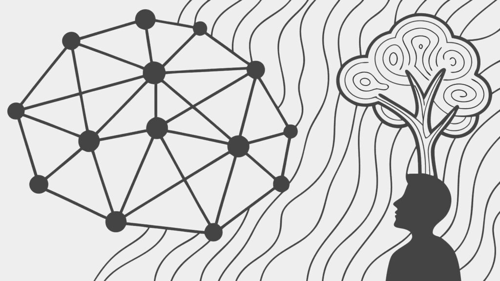 Person with Tree Brain Network Concept Vector, vector design Generative AI