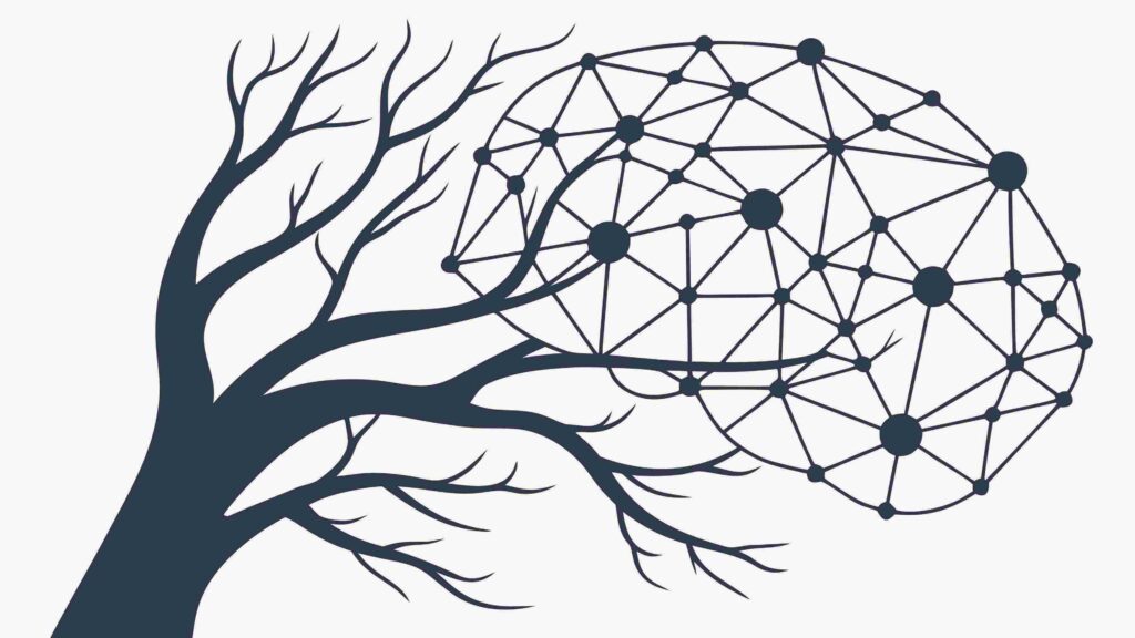 Abstract Tree with Interconnected Network Branches, vector design Generative AI