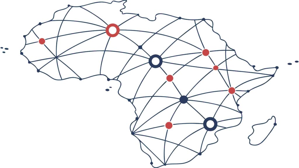 Africa Map with Network Connectivity and People, vector design Generative AI