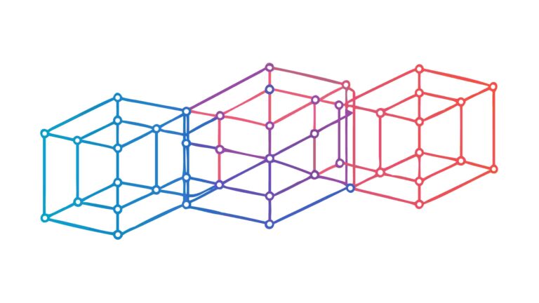 Overlapping Wireframe Cubes Gradient Abstract, vector design Generative AI