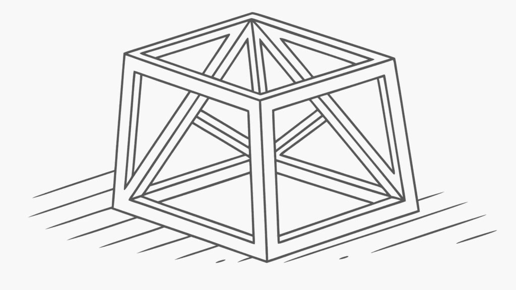 3D Wireframe Pyramid Base Abstract Structure, vector design Generative AI