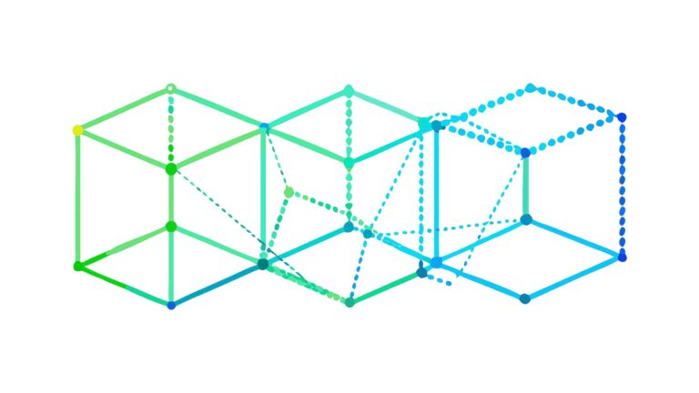 Colorful Wireframe Cubes Abstract Geometric Array, vector design Generative AI