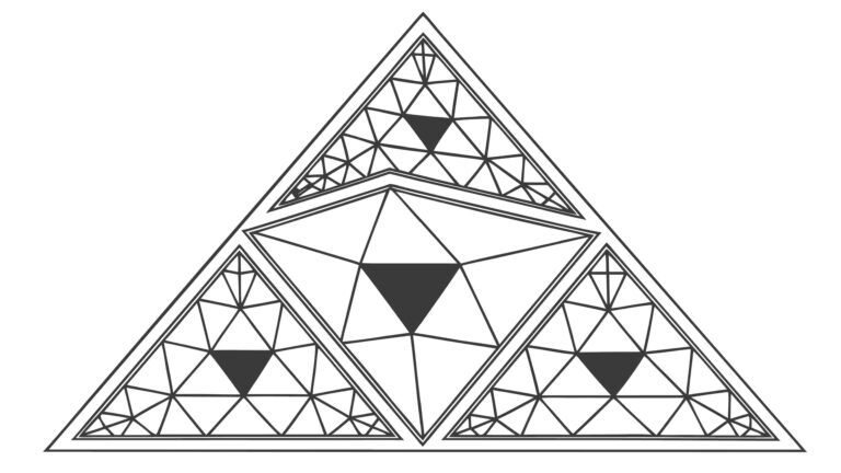 Geometric Triangle Fractal Pattern with Inverted, vector design Generative AI