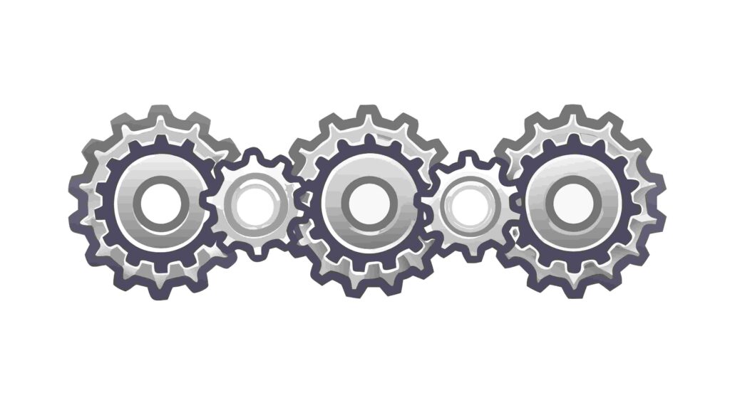 Three Metallic Industrial Gears Mechanism Vector, vector design Generative AI