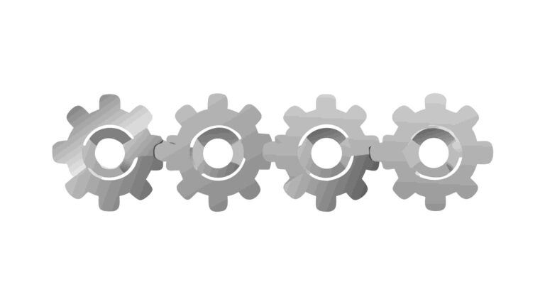 Four Grey Industrial Gears Mechanical System, vector design Generative AI