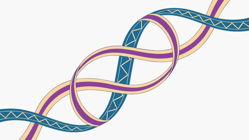 Colorful Abstract DNA Double Helix Structure, vector design Generative AI