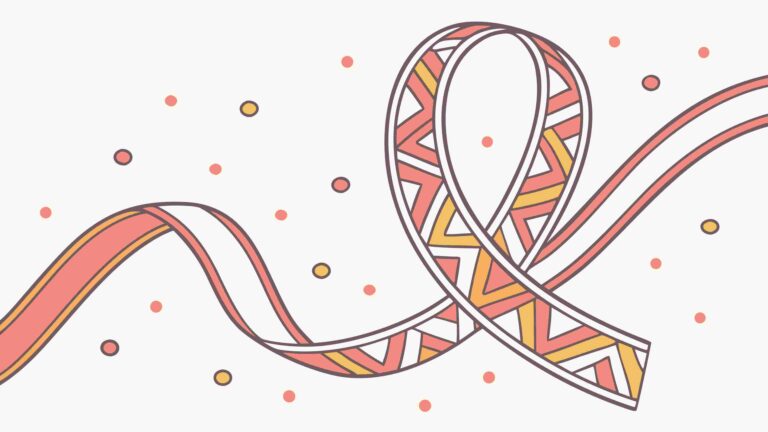 Awareness Ribbon with Abstract Pattern and Dots, vector design Generative AI