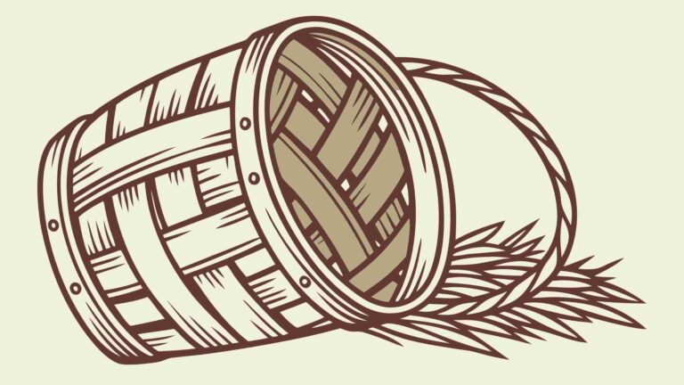 Traditional Woven Basket with Wheat Stalks, vector design Generative AI