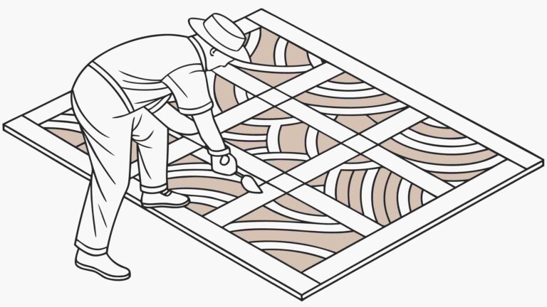 Craftsman Installing Decorative Floor Tiles, Home Renovation Scene, vector design Generative AI