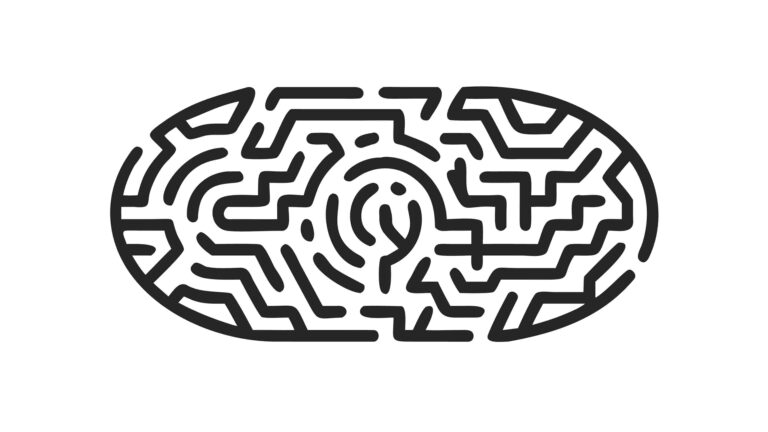 Top-Down Oval Maze Puzzle, Complex Mind Game Vector, vector design Generative AI