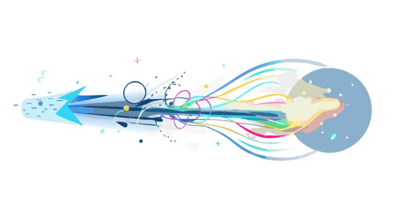 Abstract Stream of Colorful Particles, Dynamic Data Flow Vector, vector design Generative AI